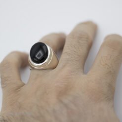 خاتم فضة بعقيق أسود للرجال