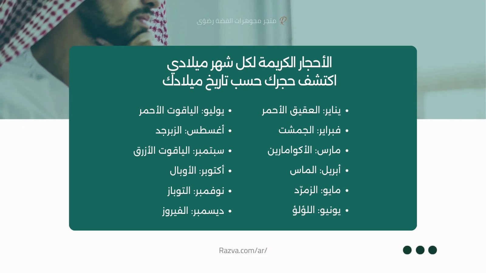 صورة توضح الأحجار الكريمة المناسبة لكل شهر ميلادي، تساعدك على معرفة الحجر الذي يعزز طاقتك الشخصية ويجلب لك الحظ والانسجام الروحي.