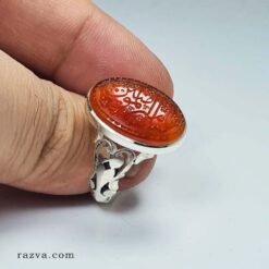 خاتم رجالي كلاسيكي بعقيق يمني أحمر