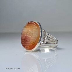 خاتم بعقيق برتقالي مصنوع يدويًا