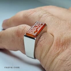 خاتم عقيق يمني أحمر أمامي كلاسيكي