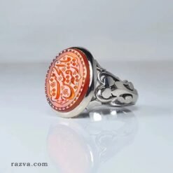 خاتم فضة إسلامي بحجر عقيق يماني طبيعي