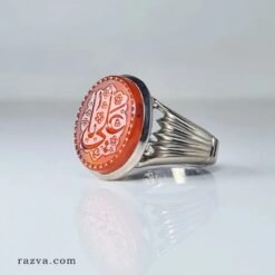 خاتم فضة رجالي بحجر عقيق يماني وتصميم كلاسيكي