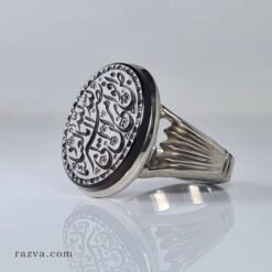 خاتم عقيق طبيعي أسود للرجال مصنوع يدويًا