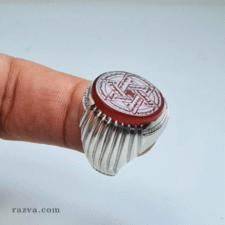 خاتم فضة بحجر عقيق يماني ونقش نجمة سليمان