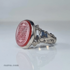 خاتم فضة بحجر عقيق يماني ونقش حرز للحماية