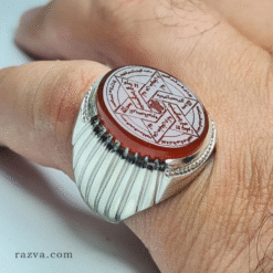 خاتم عقيق يماني بنقش نجمة سليمان وتصميم فاخر