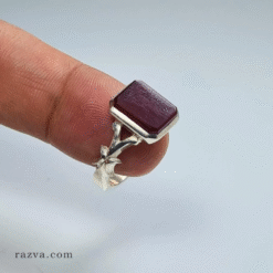 خاتم يدوي فضة 925 تصميم بسيط بحجر عقيق يمني