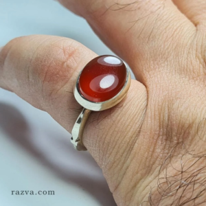 خاتم عقيق يمني فضة 925 حجر بيضاوي طبيعي للرجال والنساء