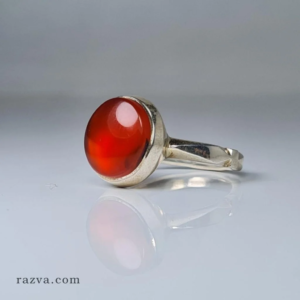 خاتم فضة 925 رجالي بحجر عقيق يمني أحمر تصميم بسيط