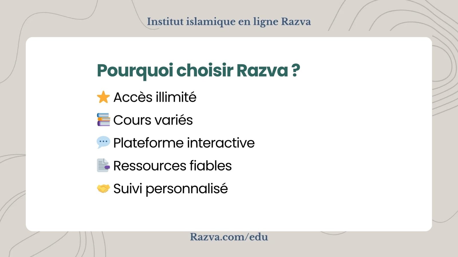 cours islam institut razva