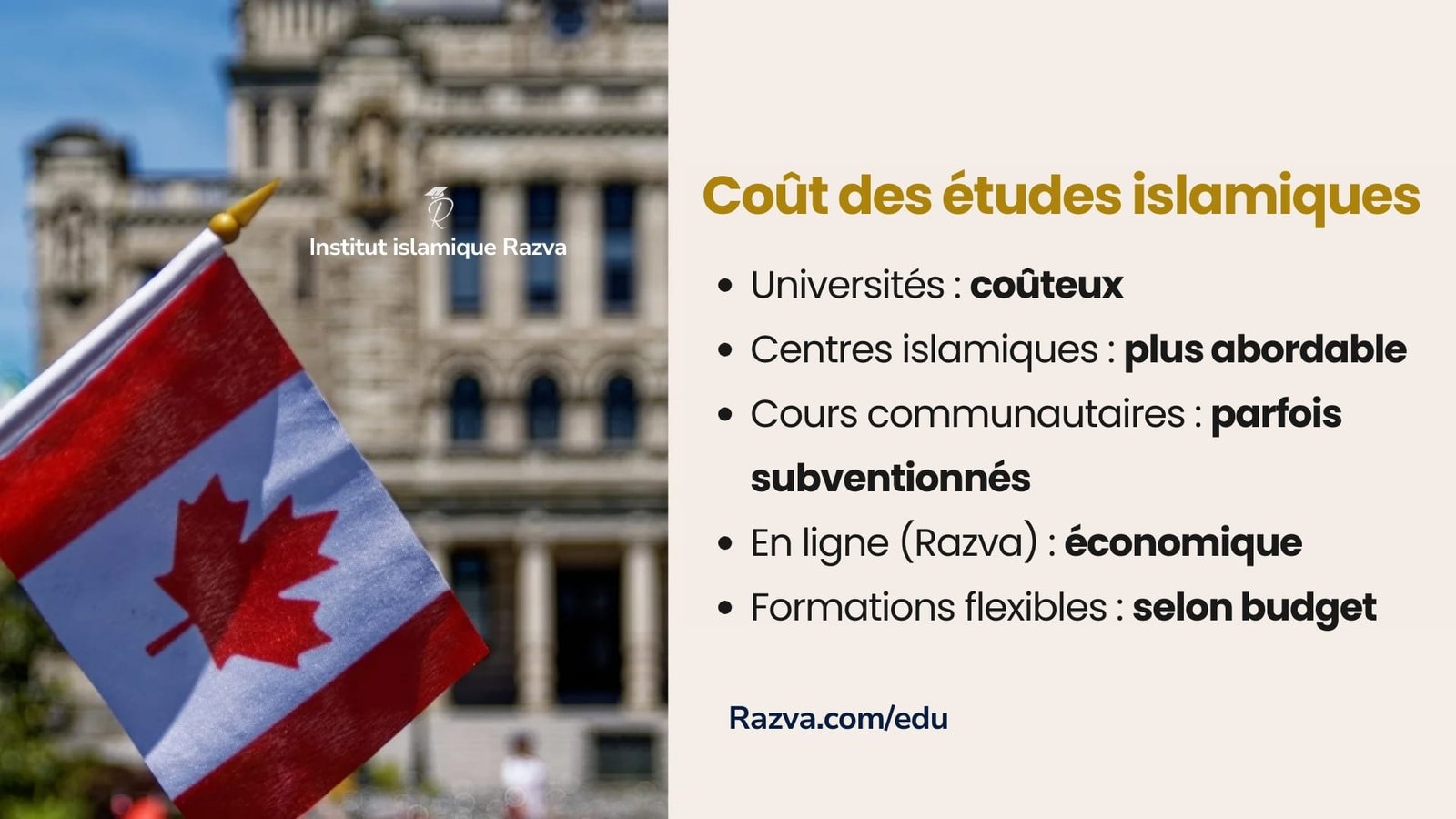 Canada universités centres islamiques et cours en ligne