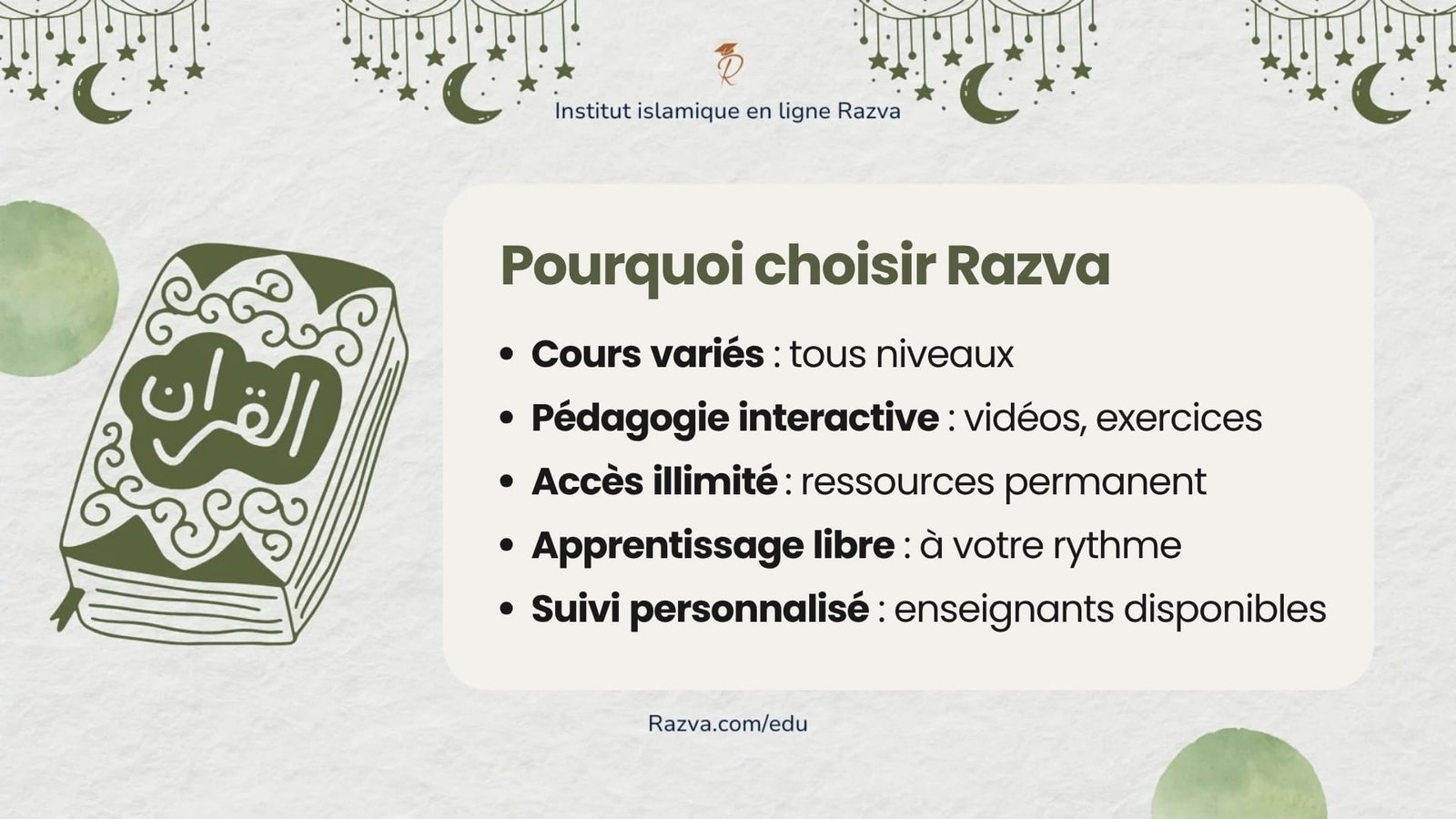 Pourquoi choisir l’institut islamique en ligne Razva cours interactifs et flexibles
