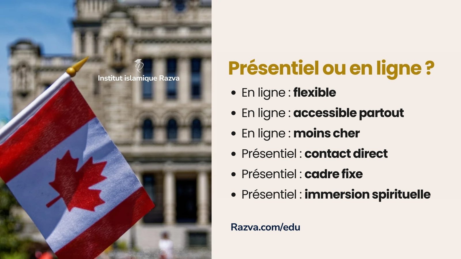 Présentiel ou en ligne pour étudier l’islam au Canada avantages essentiels