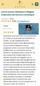 Témoignage sur une progression autonome en lecture du Coran grâce à un accompagnement pédagogique et des exercices corrigés