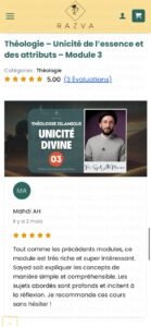 Avis sur le cours de théologie islamique sur l’unicité divine – module riche, clair et profond