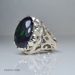 Opale noire bague homme opale Éthiopie noire en argent 925