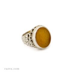 Bague en argent personnalisable avec agate yéménite et gravure islamique