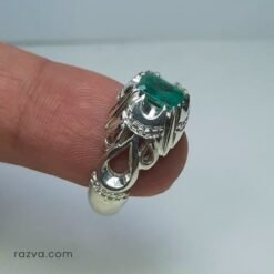 Bague argent 925 émeraude Zambia mariage et fiançailles