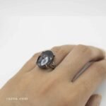 Bague en argent personnalisable avec pierre hématite et gravure islamique