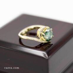 Bague femme en argent 925 avec moissanite verte scintillante