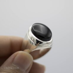 Bague agate noire homme