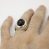 Bague homme en argent 925 avec agate yéménite noire naturelle