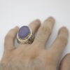 Bague homme en argent 925 avec agate yéménite violette et gravure islamique