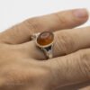 Bague en argent 925 avec agate yéménite orange pour hommes et femmes