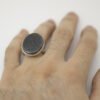 Bague homme en argent 925 avec pierre hématite et gravure Ayat al-Kursi