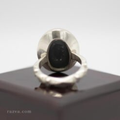 Bague homme en argent 925 avec pierre hématite et gravure Ayat al-Kursi