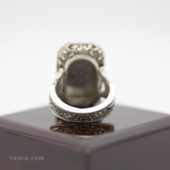 Bague homme en argent 925 avec agate rouge et gravure islamique