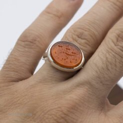 Bague artisanale en argent 925 avec agate yéménite gravée pour hommes et femmes