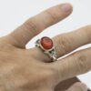 Bague artisanale en argent 925 avec agate yéménite rouge pour hommes et femmes