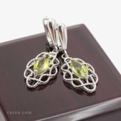 Boucles d'oreilles argent femme avec Péridot pas cher