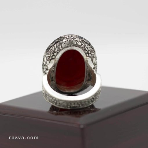 bague argent agate rouge