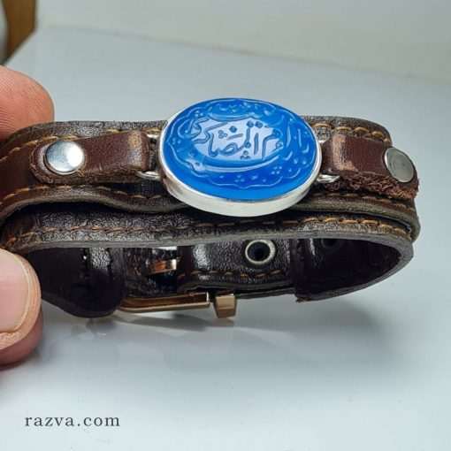 Bracelet cuir et argent pour hommes et femmes Agate bleu