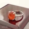 bague fine en argent 925 avec pierre rouge naturelle yéménite