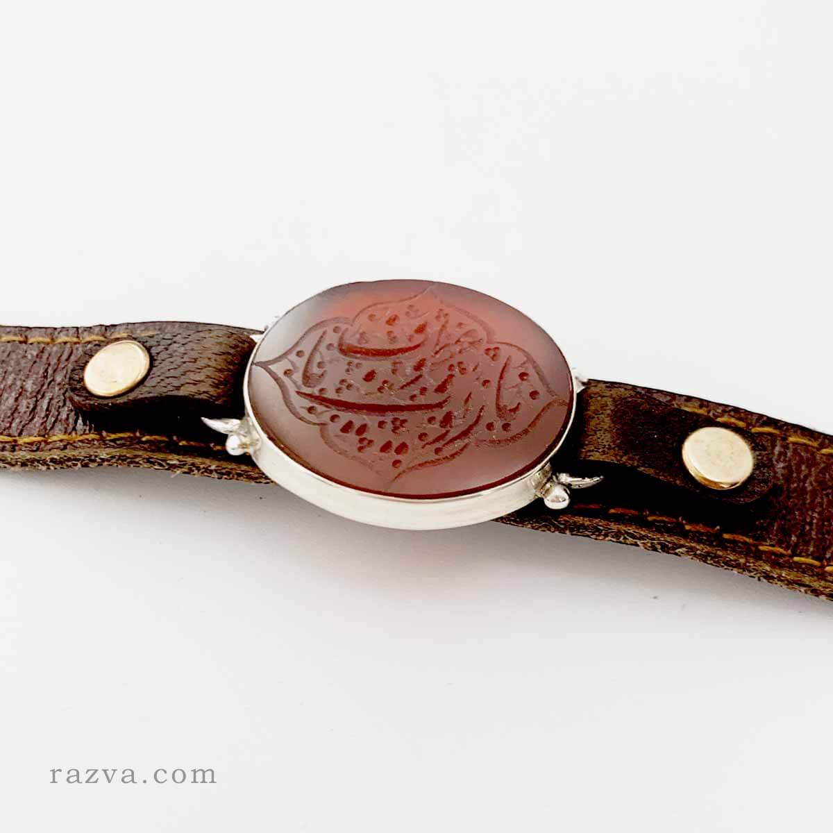 bracelet cuir naturel en agate