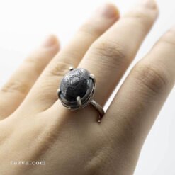 bague femme en argent avec pierre hématite gravée de la sourate Al-Ikhlâs