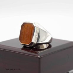 bijou spirituel chiite en argent 925 avec agate rouge naturelle