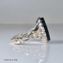 Bague chiite en argent 925 avec pierre florale gravée