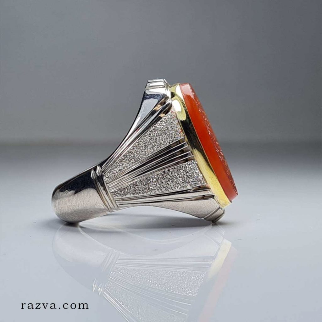 Bague Chevalière En Argent Avec Pierre D'agate Yéménite - Modèle Neuf Sans Emballage, Style Chevalière