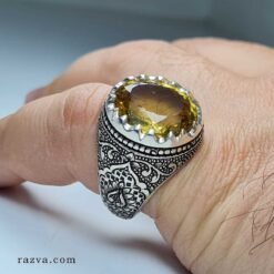 Bague citrine pour hommes en argent 925 pas cher