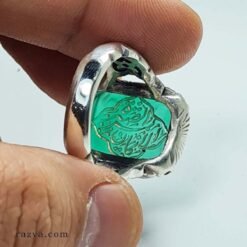 achat Bague islam homme Agate verte chiite