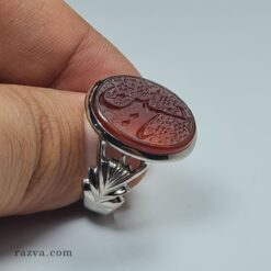 Bague musulmane fait main avec agate rouge yéménite