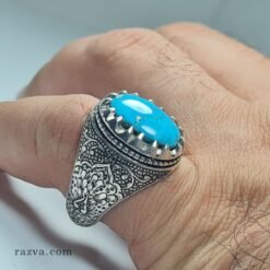 Bague Turquoise Neyshabour persan en argent pour hommes