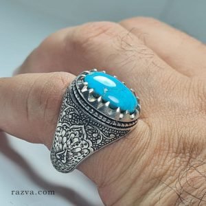 Bague Turquoise Neyshabour persan en argent pour hommes