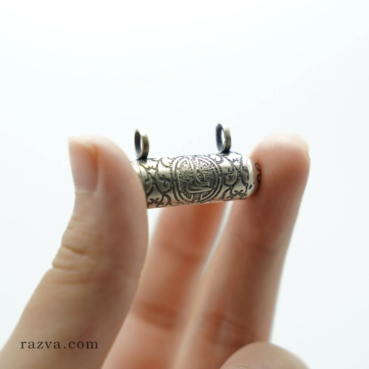 Porte amulette et pendentif argent 925 + Ya Ali (a)