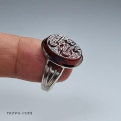 Bague islamique chiite personnalisée en agate rouge naturelle
